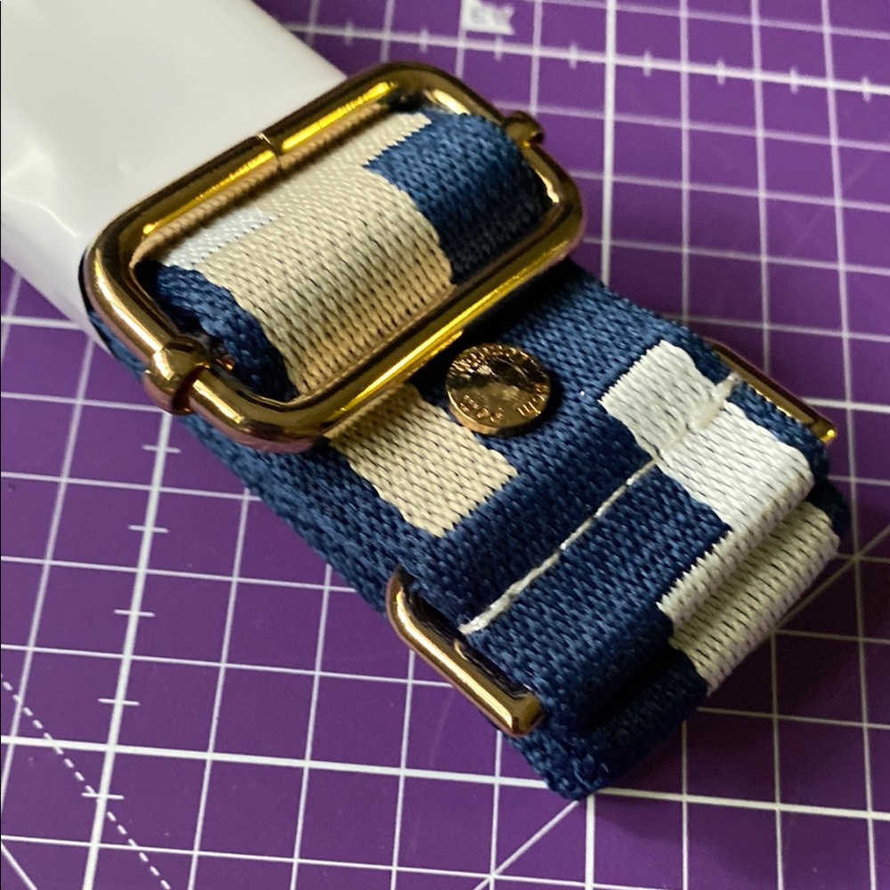 New Pom Pom Landon Stylish Black and Cream Strap with Gold Hardware.